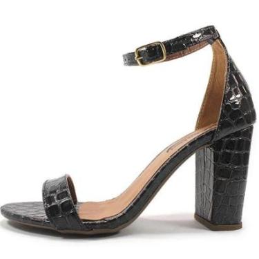 Imagem de Sandália Zhaceci Salto Bloco Preta Croco-Feminino
