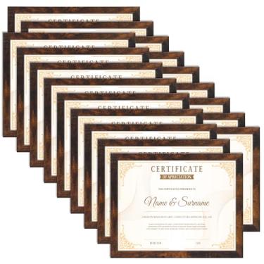 Imagem de PETAFLOP Conjunto de 18 porta-retratos para documentos, certificado de 21 x 27 cm, molduras marrons para mesa de parede, vertical e horizontal