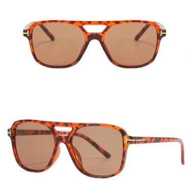 Imagem de Óculos de Sol Estilo Retrô Unissex Modelo Aviador - Ideal para o uso noturno e dias nublados - Proteção Uv400 (Tartaruga-Marrom)