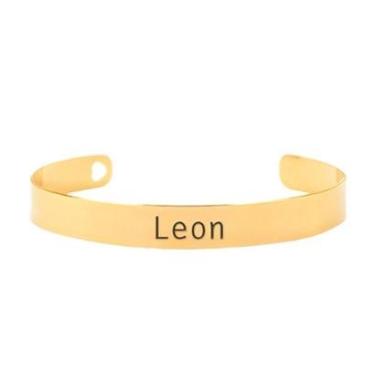 Imagem de Bracelete Personalizado Gravação Nome Leon Banhado Ouro 18K - 999003202-Feminino