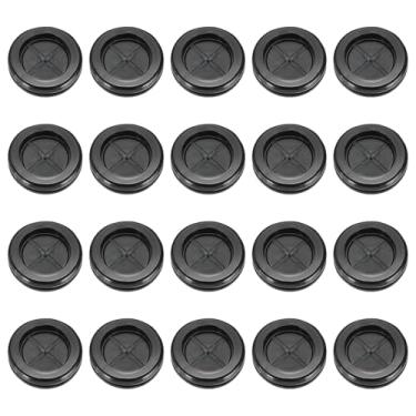 Imagem de PATIKIL Ilhós de borracha, 20 peças, 20 peças, redondo, frente e verso, cabo, ilhós, capa flexível, organizador de fios de mesa para escritório, casa, mesa, bancada, preto