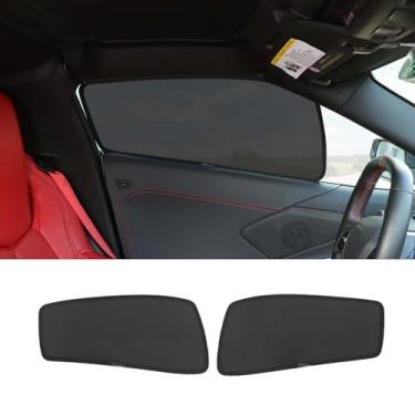 Imagem de Persianas de janela frontal de carro compatíveis com Chevrolet Corvette C8 2020-2024, telas de janela lateral de malha protetor solar e proteção contra raios UV e mantém o veículo fresco, 2 peças