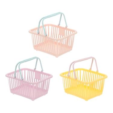 Imagem de PATIKIL 3 peças pequenas cesta de plástico, mini cesta de armazenamento de mercearia pequenas cestas de compras com alças organizador de água filtrada para organizar brinquedos, ovos, frutas, legumes