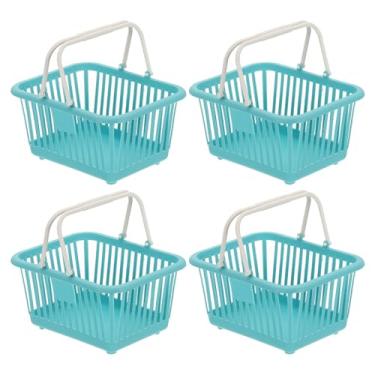 Imagem de PATIKIL 4 peças de cesta pequena de plástico, mini cesta de armazenamento de mercearia pequenas cestas de compras com alças organizador de água filtrada para organizar brinquedos, ovos, frutas
