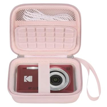 Imagem de Elonbo Estojo De Transporte Para Câmera Digital Kodak Pixpro Fz55 / Fz53 Fz45 Fz43 16Mp, Bolsa Viagem Armazenamento Vlogs, Malha Baterias, Cabo, Cartão Memória, Leitor Cartão, Rosa