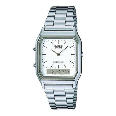 Imagem de Relógio de Pulso Unissex Analógico Casio Vintage Prata Masculino Digital Feminino Dourado AQ-230