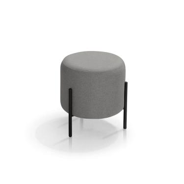 Imagem de Puff Orgânico Redondo Para Sala e Quarto Luxor Com Pés Ferro Linho Cinza Escuro