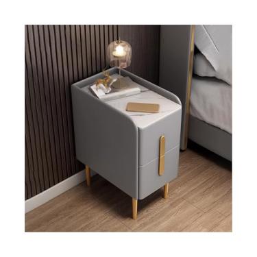 Imagem de Mesa De Cabeceira Estreita De Madeira Maciça Com Gavetas, Mesa De Cabeceira Moderna Com 4 Pernas Para Sofá De Quarto, Dormitório E Espaços Pequenos(Gray,15x15x18in)