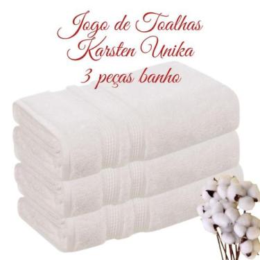 Imagem de Jogo 3 Toalhas de Banho Karsten Unika Algodão Macias Brancas