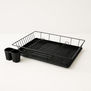 Imagem de Escorredor de Louça Preto com Porta Talher e Bandeja Coletora Removível 18 Pratos para Cozinha e Pia - Westing
