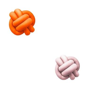 Imagem de Almofadas De Nó 28cm x 28cm Lindas Decorativas Sala Sofá Cama Cores (LARANJA E ROSE)