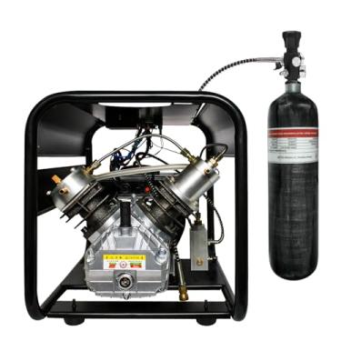 Imagem de TUXING Compressor de ar PCP 4500Psi com tanque de fibra de carbono 3L PCP Rifle de ar duplo regulador de pressão, bomba de ar portátil para paintball, mergulho e tiro