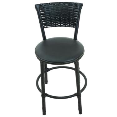 Imagem de BANQUETAS BAIXA BANCO FIBRA SINTETICA JUNCADA COZINHA CASA (PRETO)