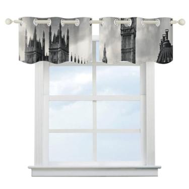Imagem de Cortina blackout London para escurecimento de quarto, cortinas de janela curta, isolamento térmico, para cozinha, sala de jantar, quarto, 2 painéis 132 x 46 cm