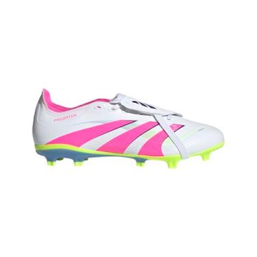 Imagem de Adidas Chuteiras de futebol unissex League com língua dobrada, solo firme/multi solo, Branco/rosa lúcido/limão lúcido, 11.5 Women/10.5 Men