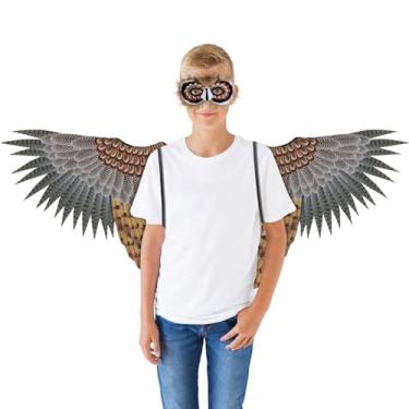 Imagem de Luxshiny Conjunto De De Coruja - Asas E Máscara De Tecido Não Tecido De Pássaro Para O Halloween Peças Escolares E Festas À (2 Peças)