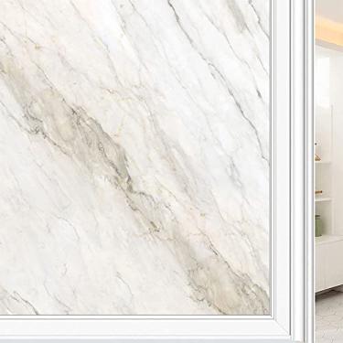 Imagem de Película de janela de privacidade de mármore, textura de estilo mármore, filme de vidro para sala de estar e escritório em casa, L90 x C 190 cm