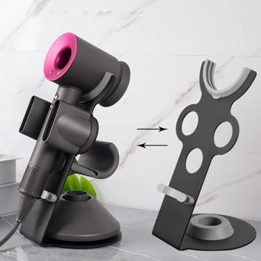 Imagem de YCHF Suporte supersônico para secador de cabelo Dyson, suporte para secador de cabelo, suporte de liga de alumínio supersônico, organizador de banheiro, tamanho: 27,5 cm x 14 cm x 16,4 cm (cinza)
