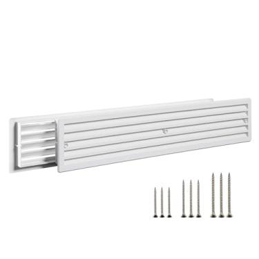 Imagem de TURvent Aberturas de porta de 45 x 9 cm para portas interiores - Tampa de ventilação branca com parafusos - Grade de ventilação de plástico frente e verso - Registro de ar para banheiro, garagem