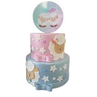 Imagem de Bolo fake chá revelação ovelhinhas - Catavento