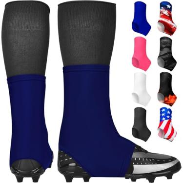 Imagem de Exxact Sports Capas de chuteira de futebol Spats – Mantenha seus cadarços amarrados e chuteiras limpos, futebol americano para chuteiras, perfeito para beisebol, futebol, lacrosse, hóquei