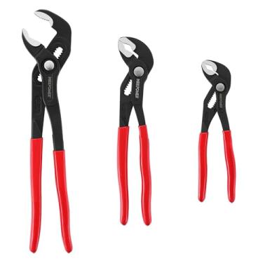 Imagem de MAXPOWER Conjunto de alicates de bomba de água de 17,8 cm, 25,4 cm, 30,5 cm, alicate de trava de botão de ajuste rápido, com capacidade máxima de mandíbula de 2,5 cm, 3,6 cm e 4,1 cm