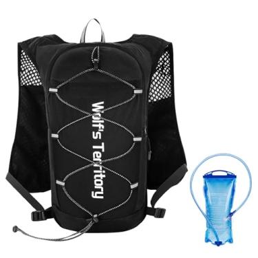 Imagem de JEELAD Colete de corrida leve para mulheres e homens, mochila de hidratação de 5L com bexiga de água de 2L para caminhadas, trilhas, equipamento de corrida, ciclismo, maratona (A-preta (5L) - com
