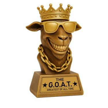 Imagem de Bambluby Goat Trophy – Prêmio de resina G.O.A.T. de 17,8 cm para futebol de fantasia, mesa de escritório, troféu de melhor jogador