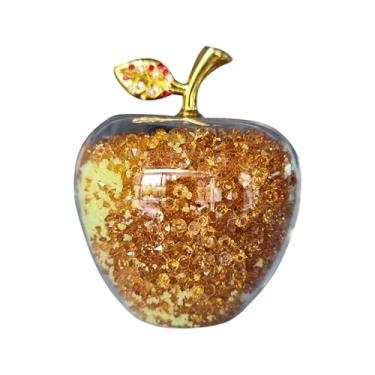 Imagem de simplmasygenix Estatueta de maçã de cristal, vidro artificial, peso de papel, decoração de casa, preenchida com diamantes falsos, frutas, colecionáveis, artesanato, ornamento, presentes de véspera de