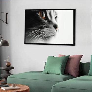 Imagem de Quadro Decorativo Gato Olhar Lado - 50x70cm - Quadros On-line, Moldura
