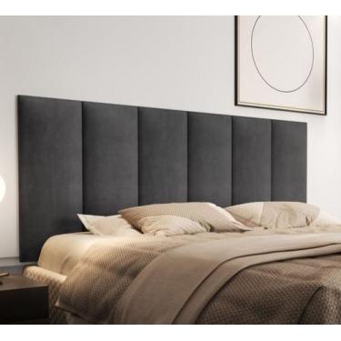 Imagem de Cabeceira Casal Estofada Suspensa Moderna - 140 CM - Cinza material si