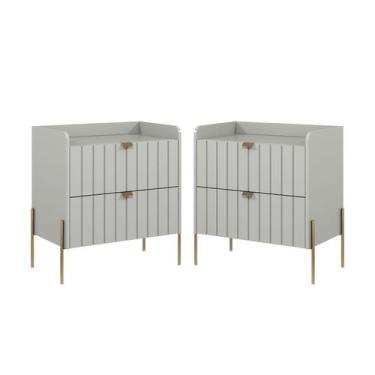 Imagem de Conjunto Duas Mesas de Cabeceira Compacta Modernas com Gaveta Moriah 6