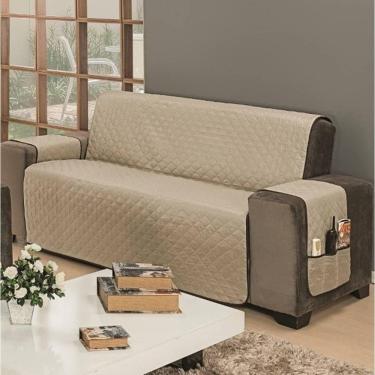 Imagem de Protetor De Sofá Dupla Face Impermeável Mr 4 Lugares - Marrom/cáqui