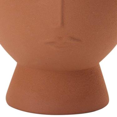 Imagem de Cachepot Decorativo Em Cerâmica Rosto Plantas Terracota 18 Cm M02 - D`rossi