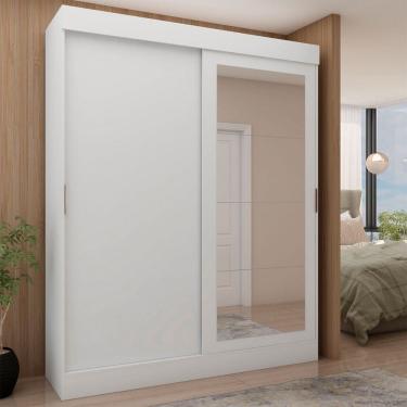 Imagem de Guarda-Roupa Solteiro Reale 2 Portas 2 Gavetas com Espelho Branco/Fosco - Pnr Móveis