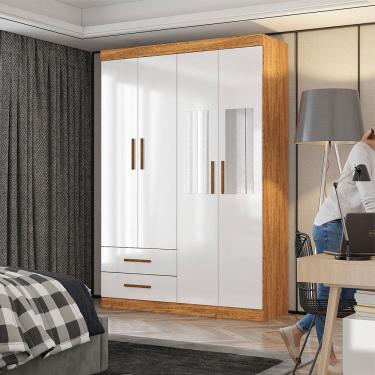 Imagem de Guarda Roupa Casal Lu 4 Portas 2 Gavetas com Espelho Carioca Móveis
