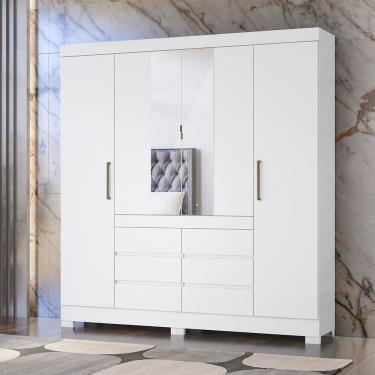 Imagem de Guarda Roupa Roupeiro Casal 04 Portas Cádis Branco Demóbile