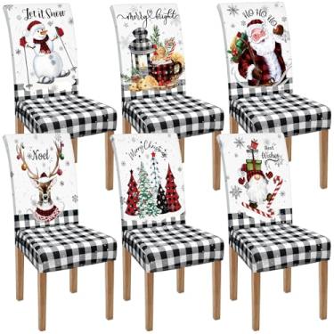 Imagem de Moukeren 6 capas de cadeira de jantar de Natal, removíveis, laváveis e elásticas, para Natal, restaurante, fazenda, cozinha, hotel, decoração (estilo clássico)