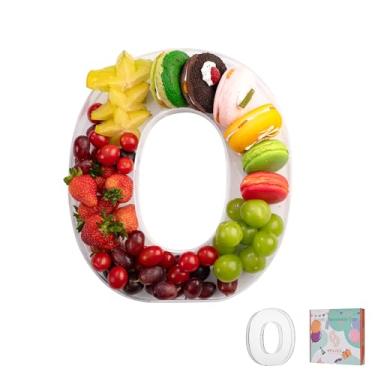 Imagem de Bandeja de charcutaria de acrílico com letras e números de 28 cm – Caixa de alfabeto reutilizável preenchível para doces, lanches, cupcakes – Travessa de servir para aniversário, casamento, festa de