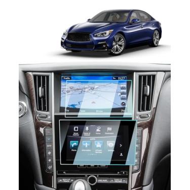 Imagem de BIXUAN (2 peças 2024 Infiniti Q50 Q60/QX50 QX55 protetor de tela para Q50 Q60(2018-2024)/QX50 QX55(2022-2024) 7 polegadas + tela sensível ao toque de 20 polegadas, capa de reforço de vidro temperado