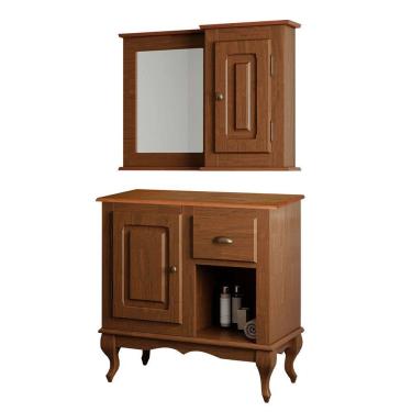 Imagem de Gabinete para Banheiro e Armário Espelheira Dália 3064 - Imbuia Glazer