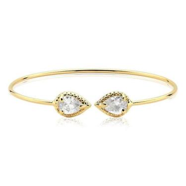 Imagem de Bracelete Aberto Ajustável Duas Gotas Folheado a Ouro 18k - Maise Joia