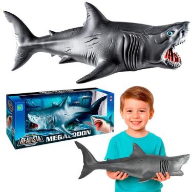 Imagem de Brinquedo Tubarão Gigante Megalodon Boneco 45 Cm Em Vinil Cometa Reali