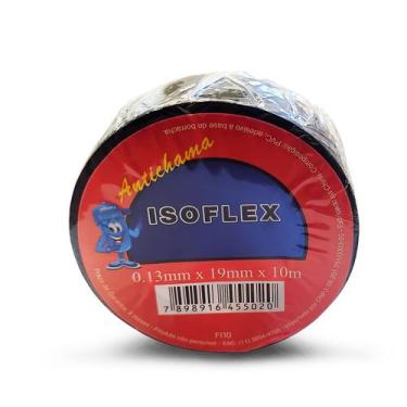 Imagem de Fita Isolante 19mm X 10 Metros Preta Anti Chama Elétrica - ISOFLEX