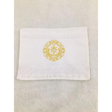Imagem de Toalha de lavabo  Bordada em Dourado Espírito Santo - DaniBordados