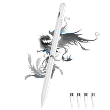 Imagem de Caneta Stylus para tablet Android/telefone, pontas de pompom, caneta Stylus de carregamento rápido para iPhone, lápis magnético ativo compatível com Samsung A9+, iPhone, Lenovo e outros smartphones e