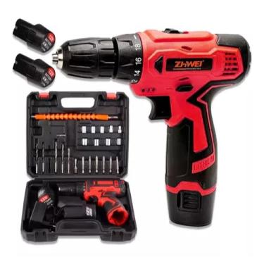 Imagem de Parafusadeira e Furadeira à Bateria 12V, Kit de 25 Acessórios e Maleta, Empunhadura Emborrachada, Bivolt