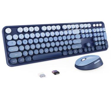 Imagem de Combinação de teclado e mouse sem fio Nowlike Retro Blue