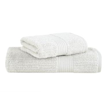 Imagem de Jogo de Toalhas Buddemeyer Fio Penteado Canelado Banho Cinza 2 Peças