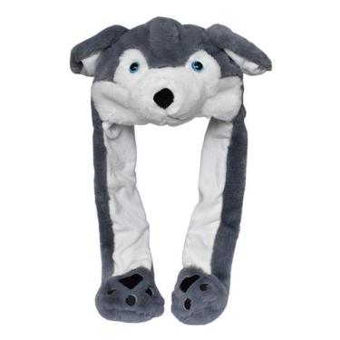 Imagem de Chapéu de pelúcia JOYHY Kids Adults Ear Moving Ear Fap Paw Grey Wolf